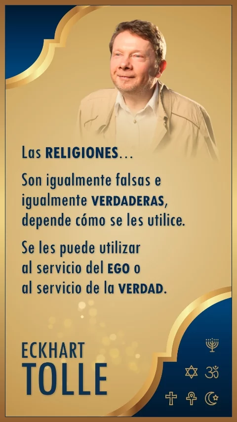 Imagen de la frase: Las religiones son igualmente falsas e igualmente verdaderas, depende cómo se les utilice. Se les puede utilizar al servicio del ego o al servicio de la verdad.