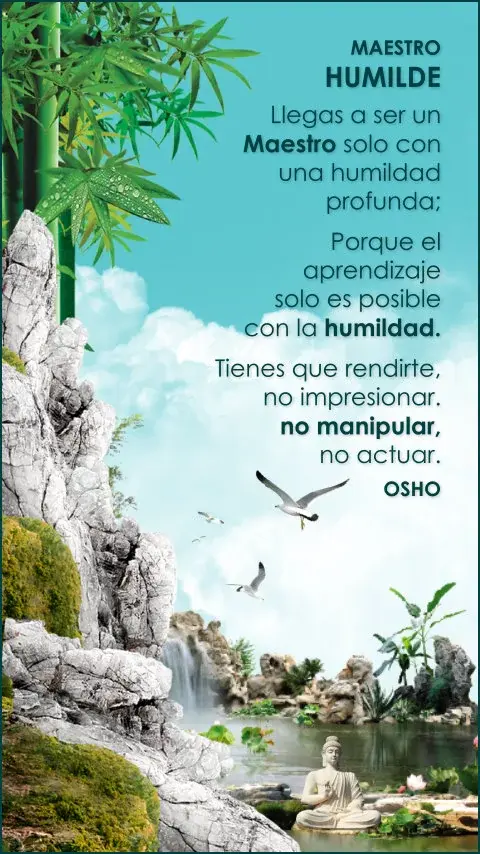 Imagen de la frase: Llegas a ser un maestro solo con una humildad profunda, porque el aprendizaje solo es posible con la humildad. Tienes que rendirte, no actuar, no manipular, no impresionar.