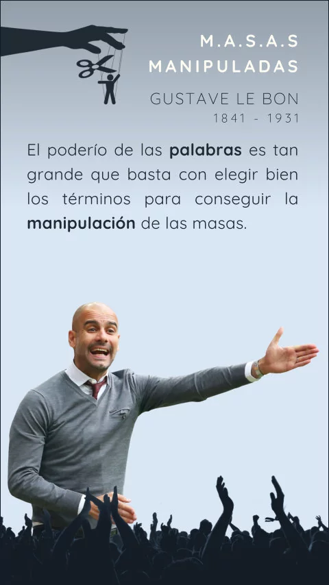 Imagen de la frase: El poderío de las palabras es tan grande que basta con elegir bien los términos para conseguir la manipulación de las masas.