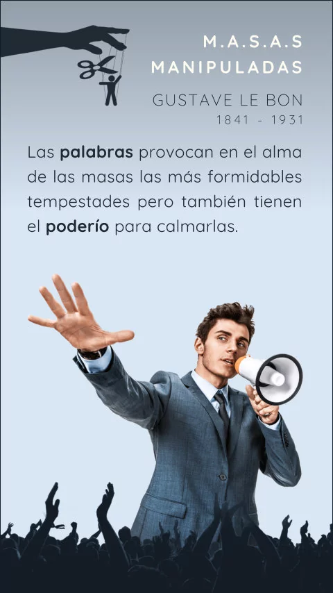 Imagen de la frase: Las palabras provocan en el alma de las masas las más formidables tempestades pero también tienen el poderío para calmarlas.