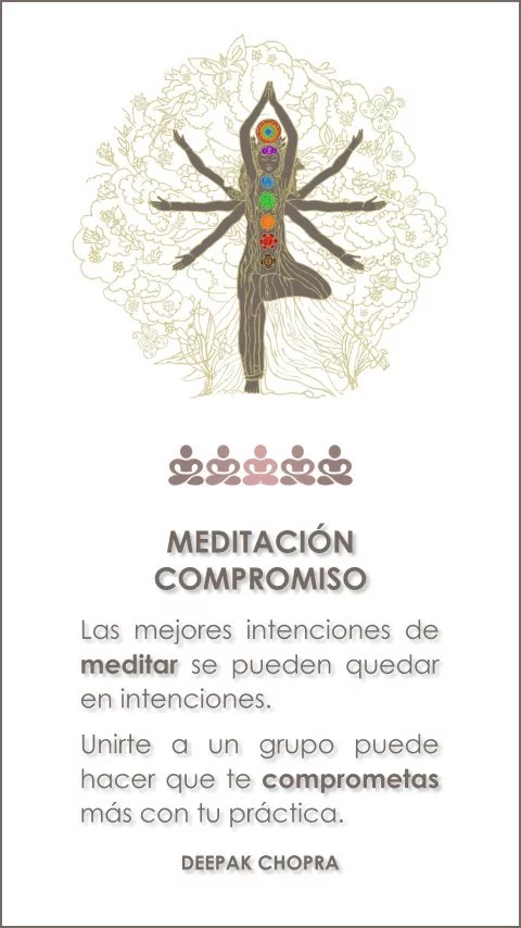 Imagen de la frase: Las mejores intenciones de meditar se pueden quedar en intenciones. Unirte a un grupo puede hacer que te comprometas más con tu práctica. Imagen de la frase: Las mejores intenciones de meditar se pueden quedar en intenciones. Unirte a un grupo puede hacer que te comprometas más con tu práctica.