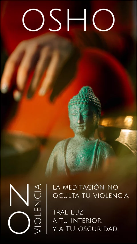 Imagen de la frase: La meditación no oculta tu violencia. Trae luz a tu interior y a tu oscuridad.
