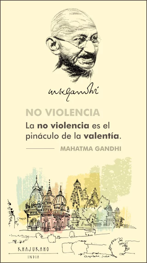 Imagen de la frase: La no violencia es el pináculo de la valentía.
