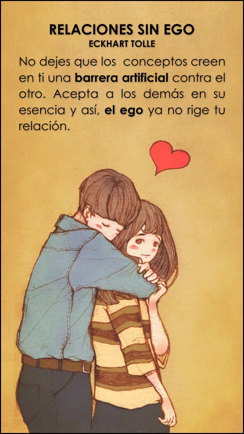 Imagen de la frase: No dejes que los  conceptos creen en ti una barrera artificial contra el otro. Acepta a los demás en su esencia y así, el ego ya no rige tu relación.