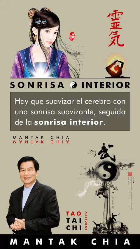Imagen de la frase: Hay que suavizar el cerebro con una sonrisa suavizante, seguida de la sonrisa interior.