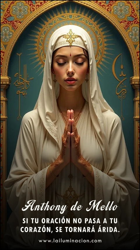 Imagen de la frase: Si tu oración no pasa a tu corazón, se tornará árida. Imagen de la frase: Si tu oración no pasa a tu corazón, se tornará árida.