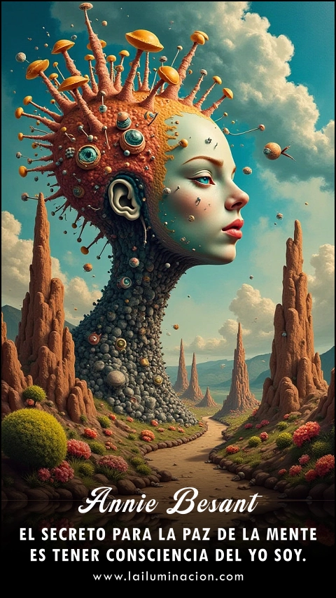 Imagen de la frase: El secreto para la paz de la mente es tener consciencia del Yo Soy. Imagen de la frase: El secreto para la paz de la mente es tener consciencia del Yo Soy.
