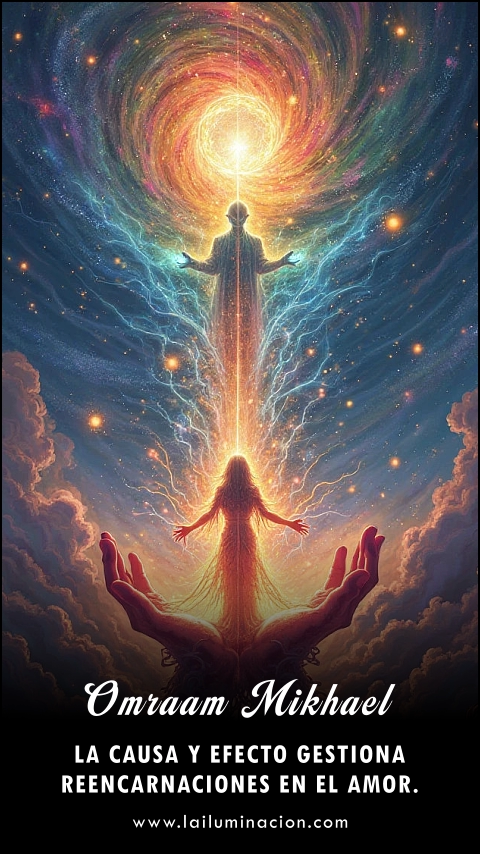 Imagen de la frase: La causa y efecto gestiona reencarnaciones en el amor. Imagen de la frase: La causa y efecto gestiona reencarnaciones en el amor.