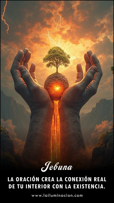 Imagen de la frase: La oración crea la conexión real de tu interior con la existencia. Imagen de la frase: La oración crea la conexión real de tu interior con la existencia.
