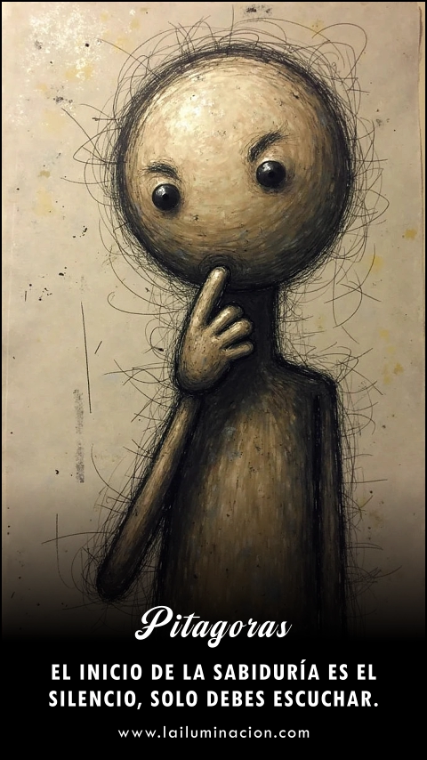 Imagen de la frase: El inicio de la sabiduría es el silencio, solo debes escuchar. Imagen de la frase: El inicio de la sabiduría es el silencio, solo debes escuchar.