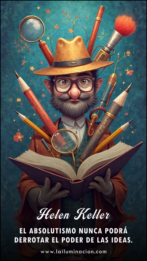 Imagen de la frase: El absolutismo nunca podrá derrotar el poder de las ideas. Imagen de la frase: El absolutismo nunca podrá derrotar el poder de las ideas.