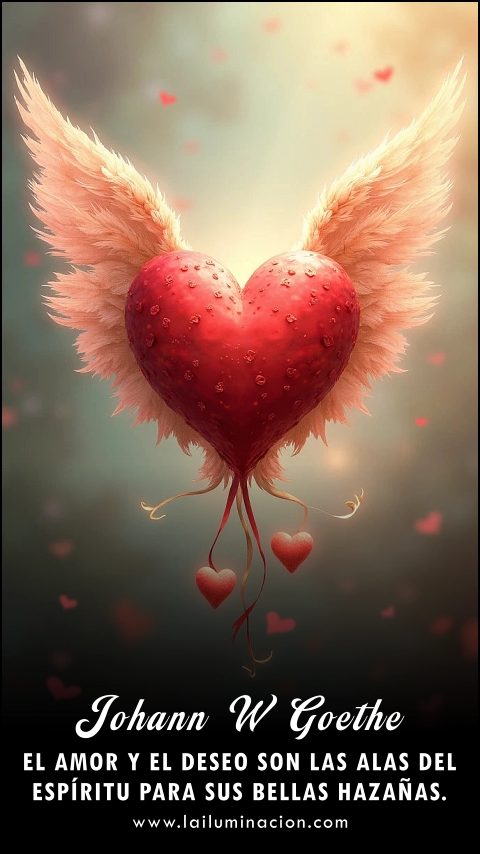 Imagen de la frase: El amor y el deseo son las alas del espíritu para sus bellas hazañas. Imagen de la frase: El amor y el deseo son las alas del espíritu para sus bellas hazañas.