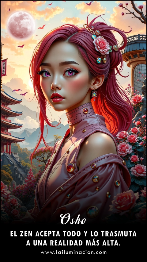 Imagen de la frase: El Zen acepta todo y lo trasmuta a una realidad más alta. Imagen de la frase: El Zen acepta todo y lo trasmuta a una realidad más alta.