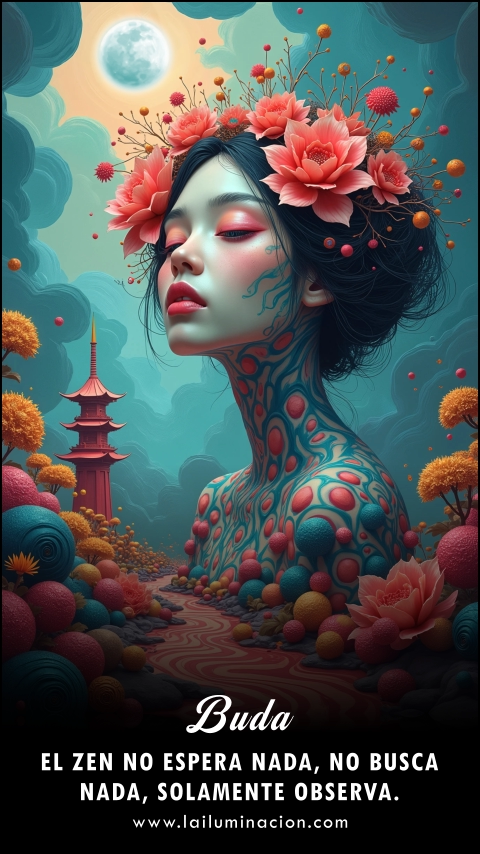 Imagen de la frase: El Zen no espera nada, no busca nada, solamente observa.