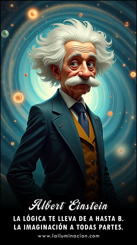 Imagen de la frase: La lógica te lleva de A hasta B. La imaginación a todas partes.