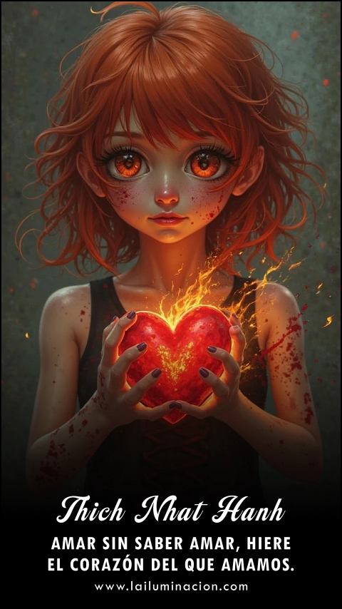 Imagen de la frase: Amar sin saber amar, hiere el corazón del que amamos.