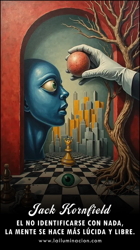 Imagen de la frase: El no identificarse con nada, la mente se hace más lúcida y libre.
