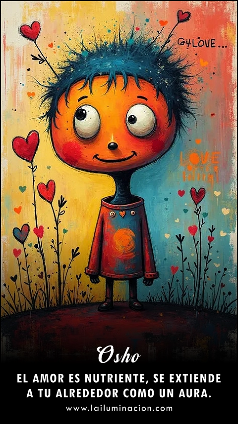 Imagen de la frase: El amor es nutriente, se extiende a tu alrededor como un aura. Imagen de la frase: El amor es nutriente, se extiende a tu alrededor como un aura.
