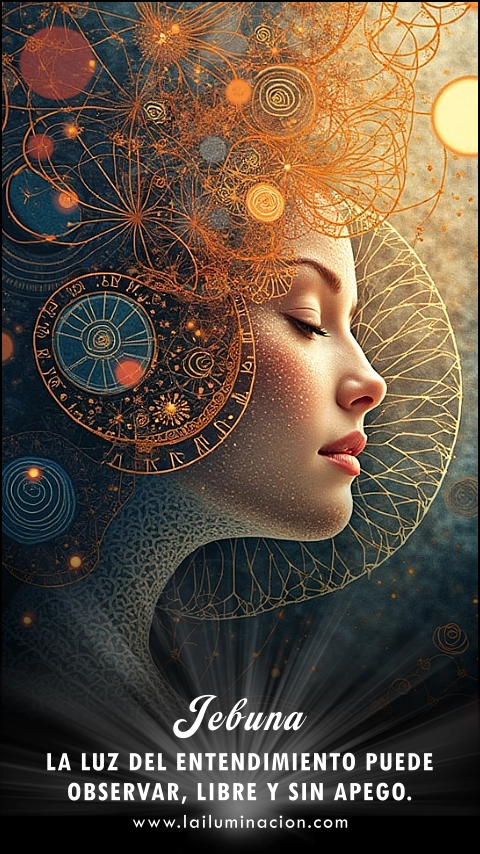 Imagen de la frase: La luz del entendimiento puede observar, libre y sin apego. Imagen de la frase: La luz del entendimiento puede observar, libre y sin apego.