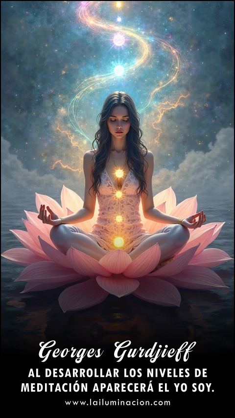 Imagen de la frase: Al desarrollar los niveles de meditación aparecerá el yo soy.