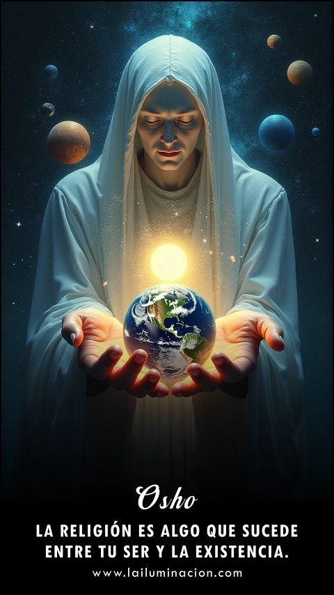 Imagen de la frase: La religión es algo que sucede entre tu ser y la existencia. Imagen de la frase: La religión es algo que sucede entre tu ser y la existencia.
