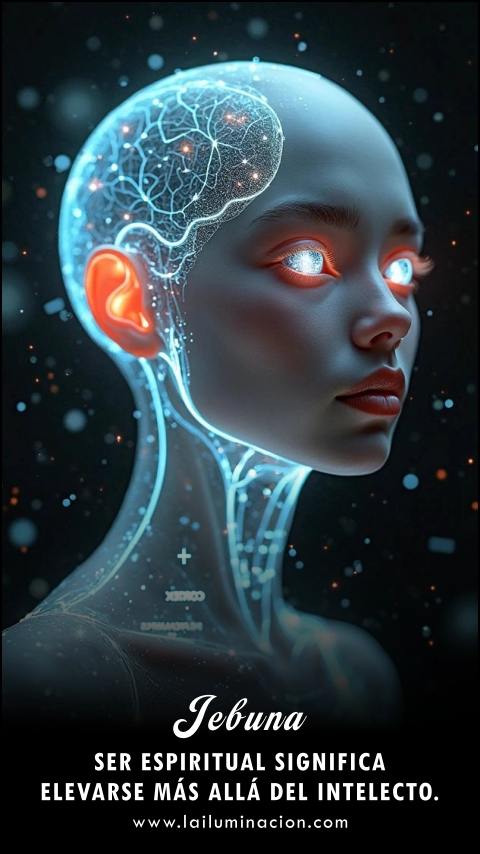 Imagen de la frase: Ser espiritual significa elevarse más allá del intelecto.