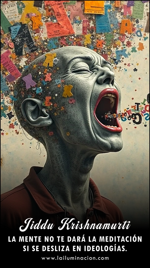 Imagen de la frase: La mente no te dará la meditación si se desliza en ideologías.