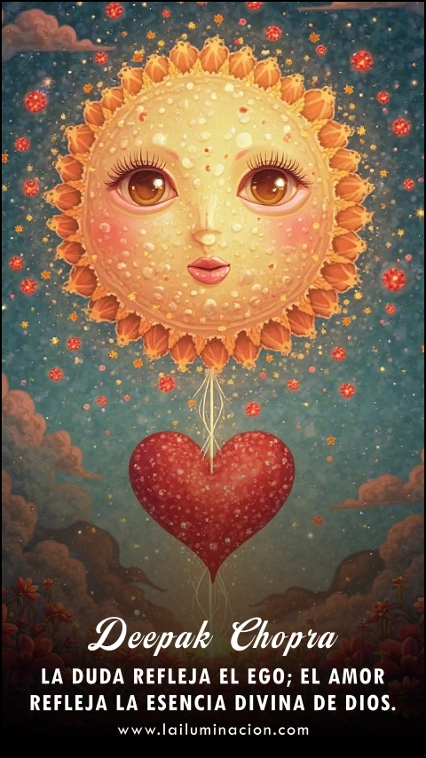 Imagen de la frase: La duda refleja el ego; el amor refleja la esencia divina de Dios.