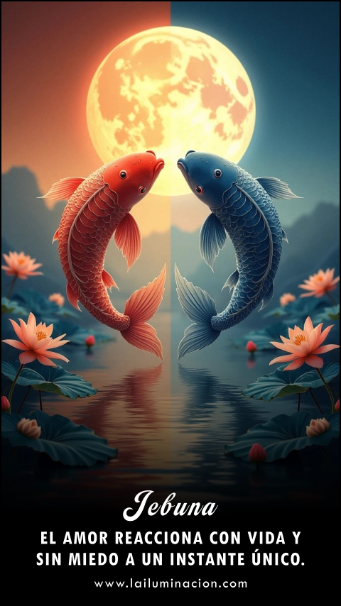Imagen de la frase: El amor reacciona con vida y sin miedo a un instante único. Imagen de la frase: El amor reacciona con vida y sin miedo a un instante único.