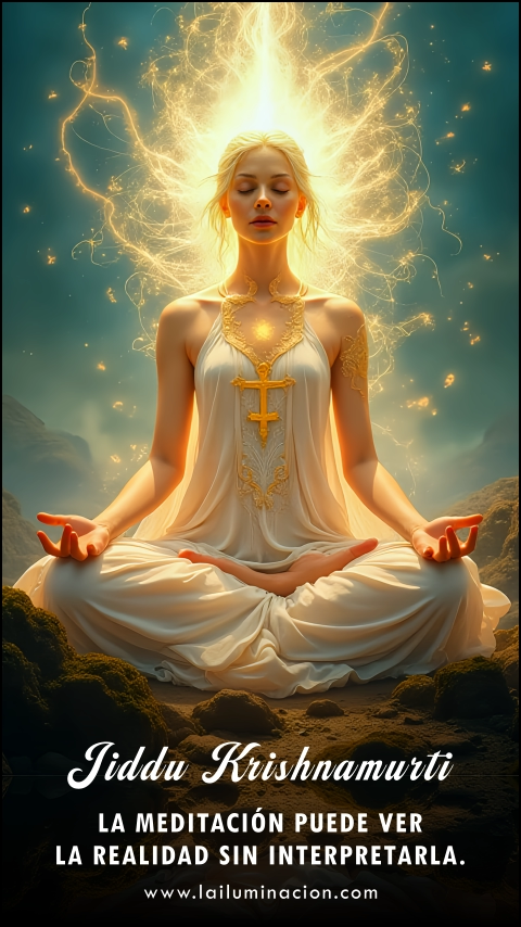 Imagen de la frase: La meditación puede ver la realidad sin interpretarla. Imagen de la frase: La meditación puede ver la realidad sin interpretarla.