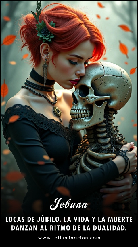 Imagen de la frase: Locas de júbilo, la vida y la muerte danzan al ritmo de la dualidad. Imagen de la frase: Locas de júbilo, la vida y la muerte danzan al ritmo de la dualidad.