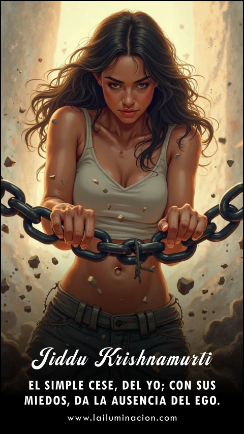 Imagen de la frase: El simple cese, del yo; con sus miedos, da la ausencia del ego. Imagen de la frase: El simple cese, del yo; con sus miedos, da la ausencia del ego.