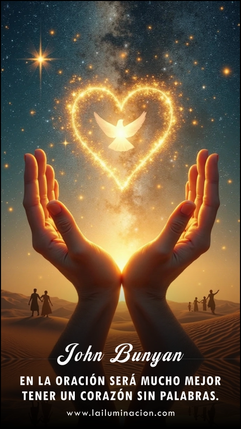Imagen de la frase: En la oración será mucho mejor tener un corazón sin palabras.