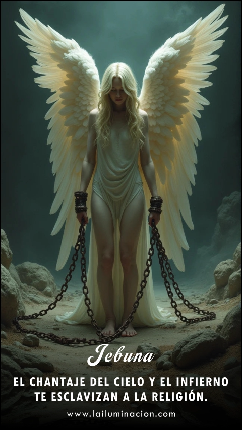 Imagen de la frase: El chantaje del cielo y el infierno te esclavizan a la religión.