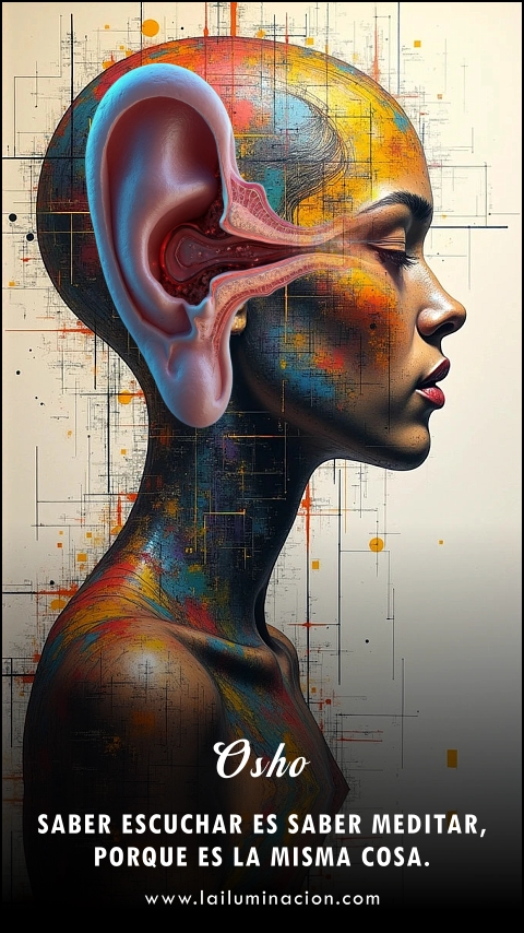 Imagen de la frase: Saber escuchar es saber meditar, porque es la misma cosa. Imagen de la frase: Saber escuchar es saber meditar, porque es la misma cosa.