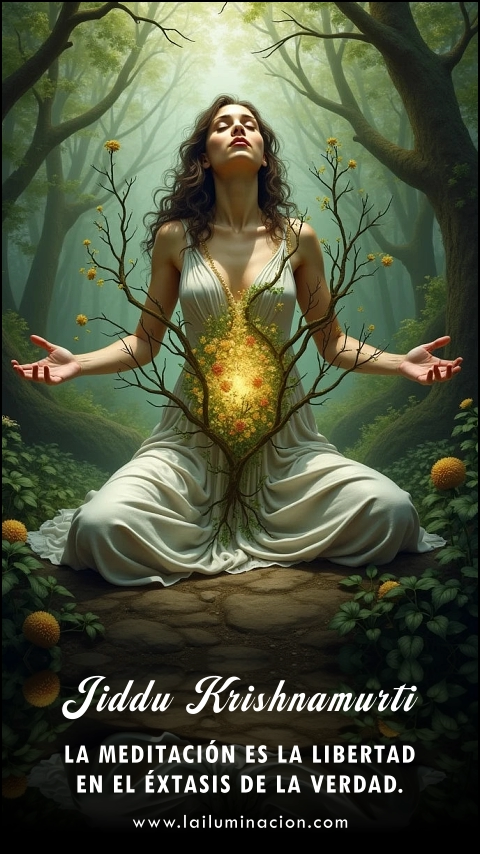 Imagen de la frase: La meditación es la libertad en el éxtasis de la verdad.