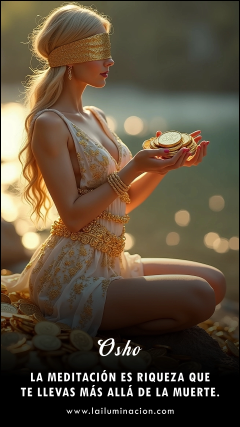 Imagen de la frase: La meditación es riqueza que te llevas más allá de la muerte.