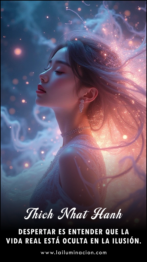 Imagen de la frase: Despertar es entender que la vida real está oculta en la ilusión. Imagen de la frase: Despertar es entender que la vida real está oculta en la ilusión.
