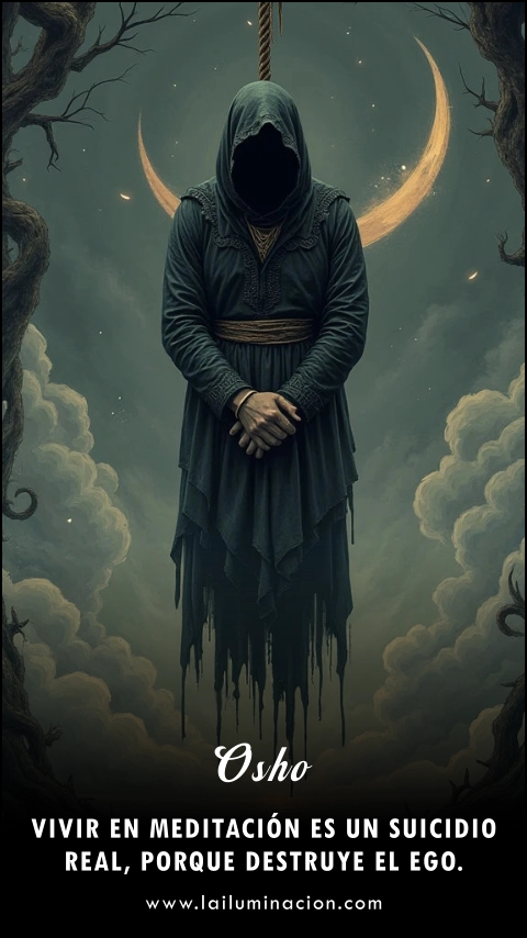 Imagen de la frase: Vivir en meditación es un suicidio real, porque destruye el ego.