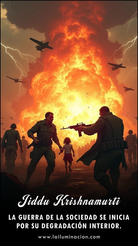 Imagen de la frase: La guerra de la sociedad se inicia por su degradación interior.