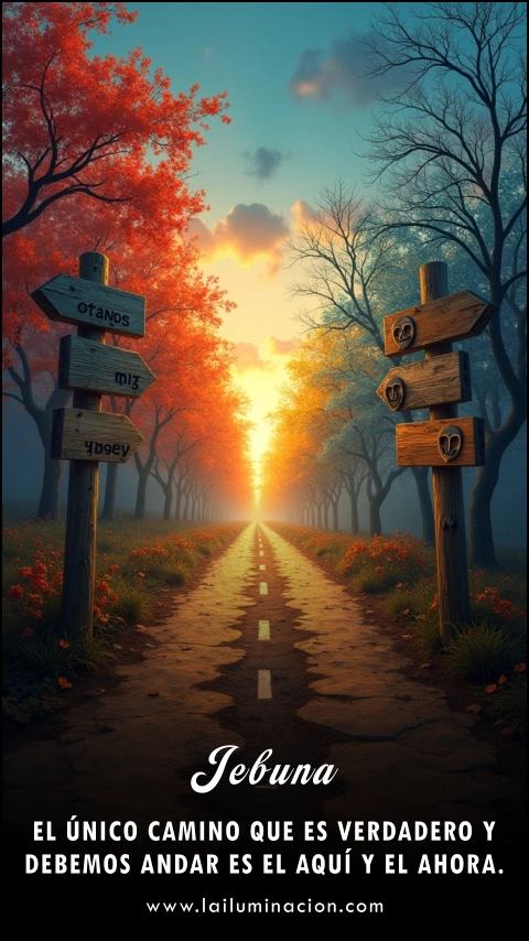 Imagen de la frase: El único camino que es verdadero y debemos andar es el aquí y el ahora.