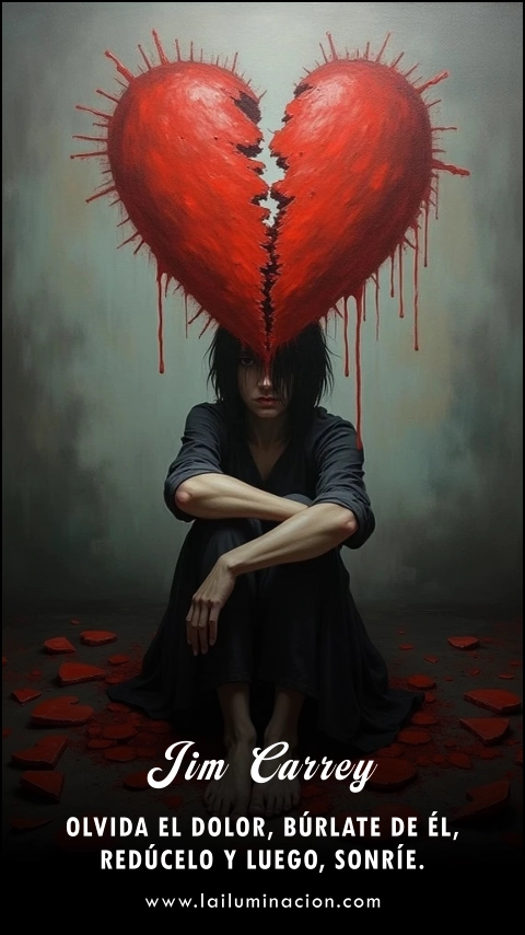 Imagen de la frase: Olvida el dolor, búrlate de él, redúcelo y luego, sonríe.