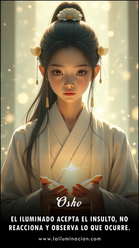 «El iluminado acepta el insulto, no reacciona y observa lo que ocurre.» Frase de Osho