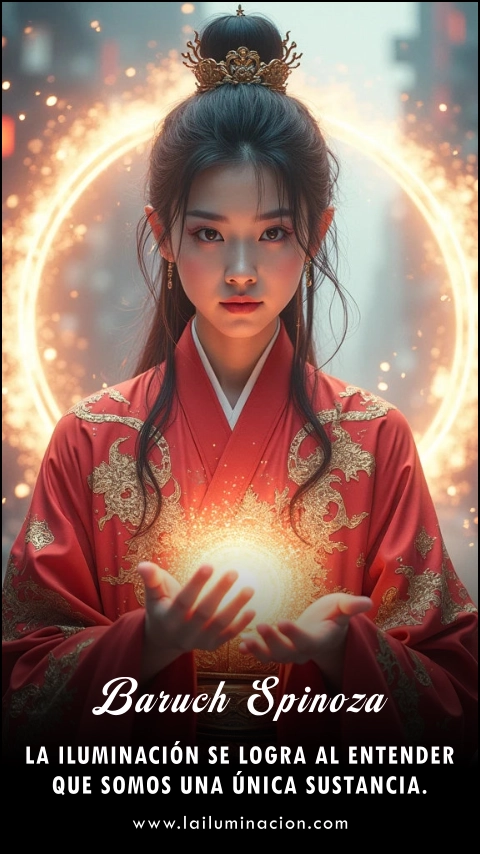 «La iluminación se logra al entender que somos una única sustancia.» Frase de Baruch Spinoza