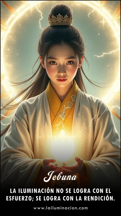 «La iluminación no se logra con el esfuerzo; se logra con la rendición.» Frase de Jebuna