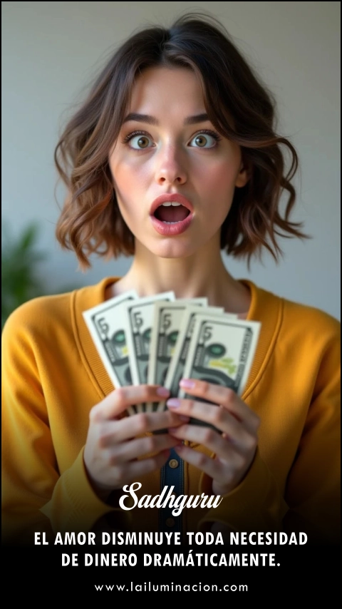 «El amor disminuye toda necesidad de dinero dramáticamente.» Frase de Sadhguru
