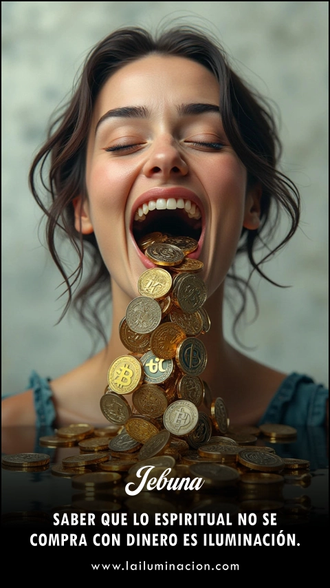 «Saber que lo espiritual no se compra con dinero es iluminación.» Frase de Jebuna