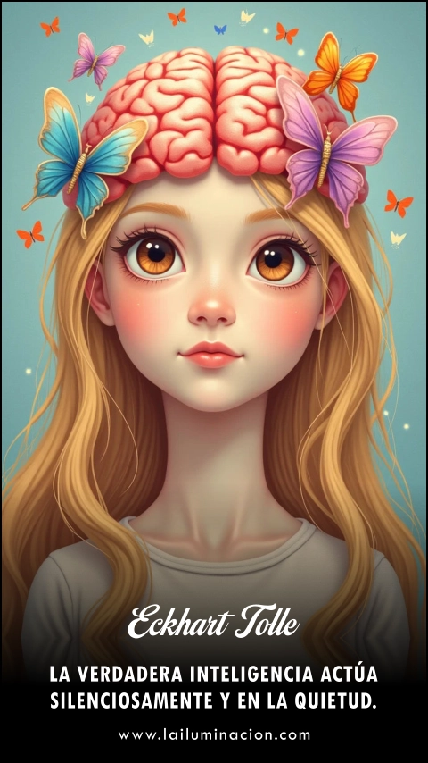 «La verdadera inteligencia actúa silenciosamente y en la quietud.» Frase de Eckhart Tolle