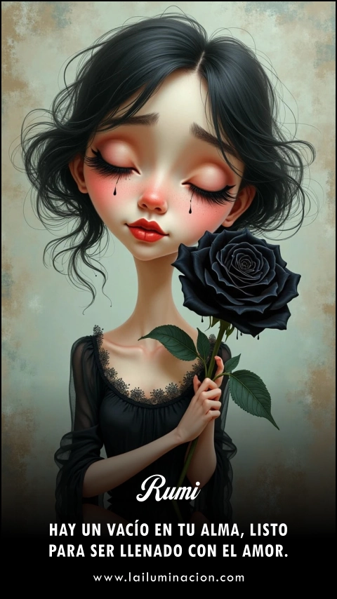 «Hay un vacío en tu alma, listo para ser llenado con el amor.» Frase de Rumi