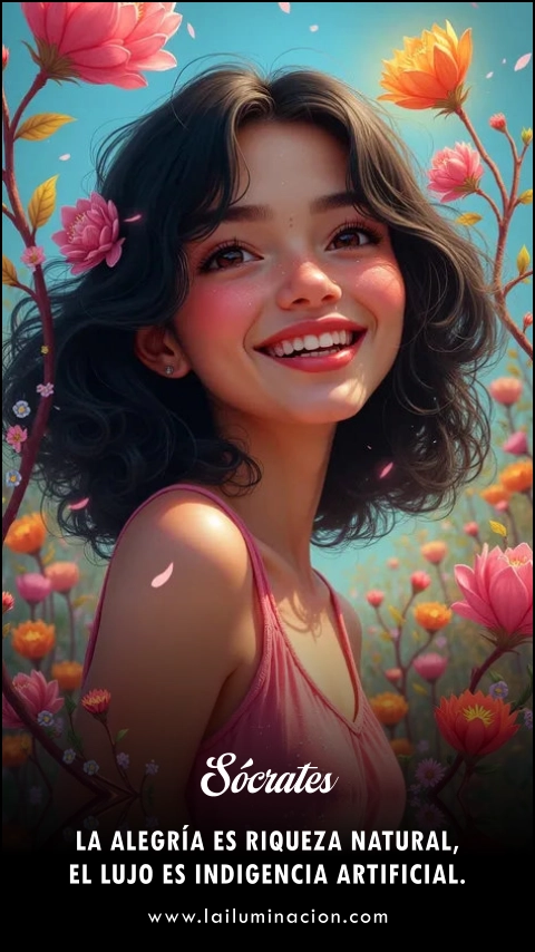«La alegría es riqueza natural, el lujo es indigencia artificial.» Frase de Socrates